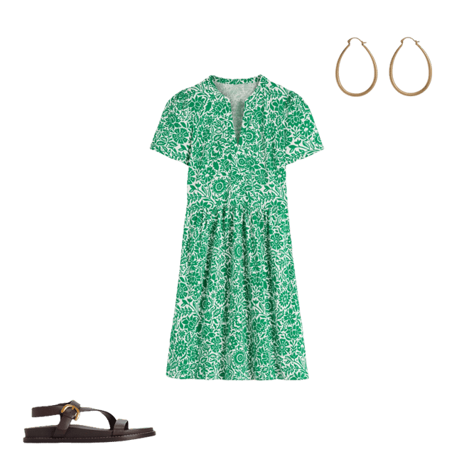 Naomi Short Sleeve Dress-Fresh Green, Meadow Scatter | Boden USA