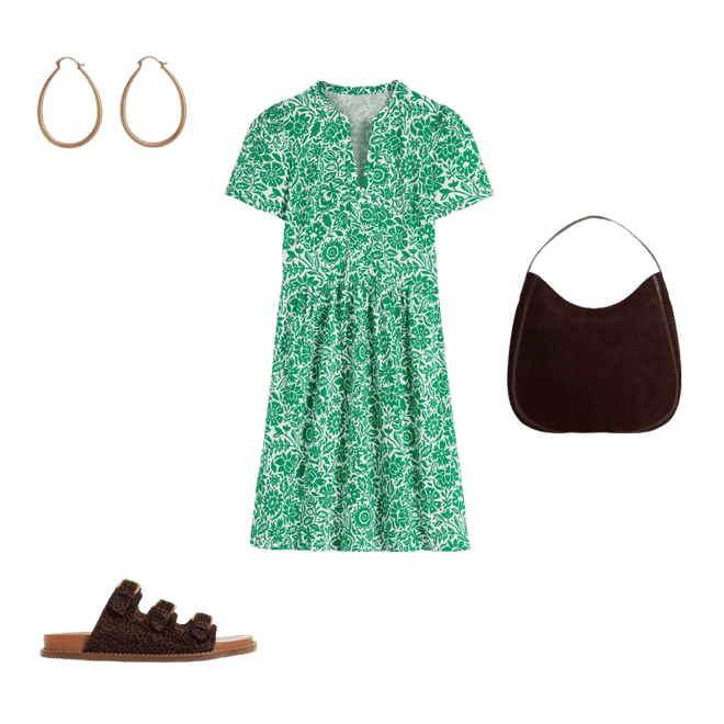 Naomi Short Sleeve Dress-Fresh Green, Meadow Scatter | Boden USA