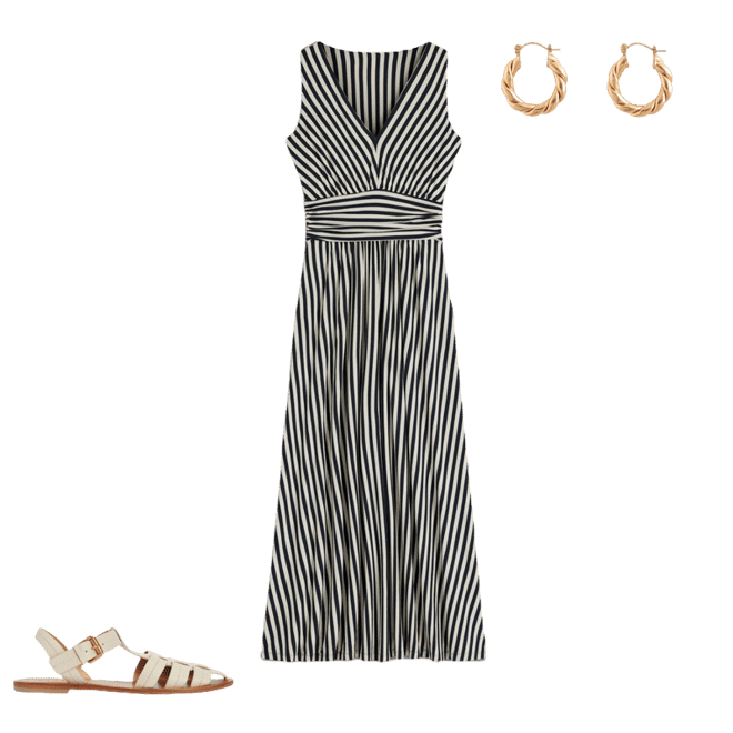 chinese dress ladies Kara Maxi Dress Helle Stripe Vintage Navy main image 1