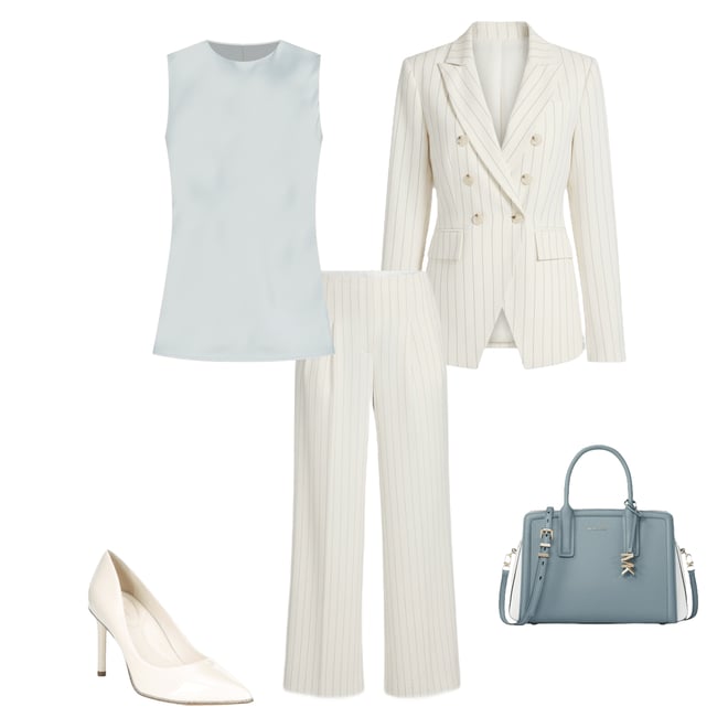 Antonio Melani Melinda Linen Stripe Flat Front Straight Leg Pants