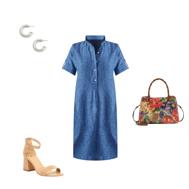 J.McLaughlin Wellesley Solid Denim Point Collar Dress | Dillard's
