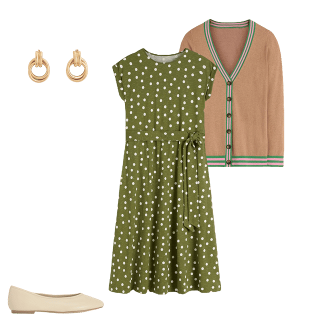 Eve Jersey Midi Dress-Olive, Painted Dot Spaced | Boden USA
