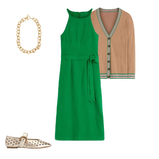 Rosa Halter Linen Midi Dress-Amazon Green