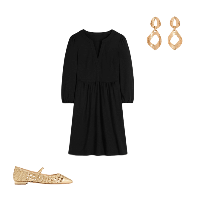 Cathy Notch Neck Jersey Dress-Black | Boden USA