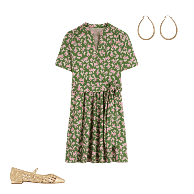 Daisy Flippy Jersey Dress-Promenade Green, Dainty Blooms | Boden USA