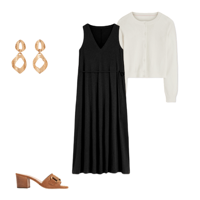 Mia V-neck Jersey Midi Dress-Black | Boden USA