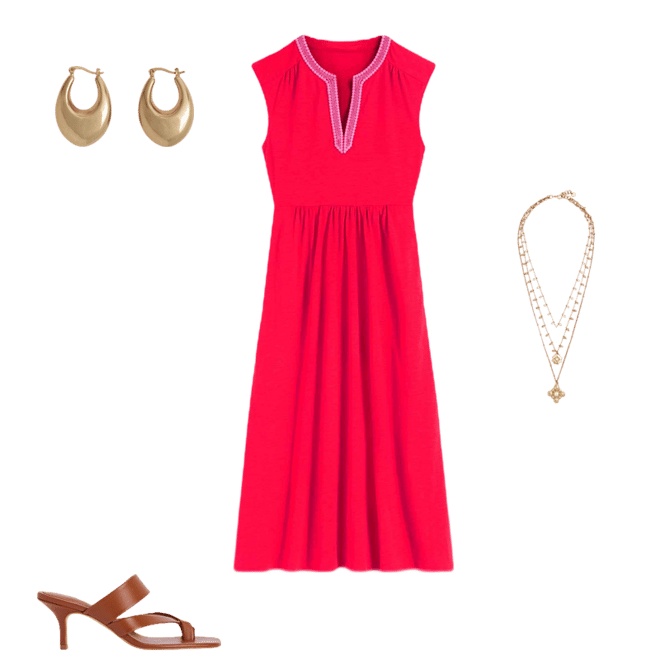 Boden Women's May Jersey Midi Dress in Red | Size 20/22