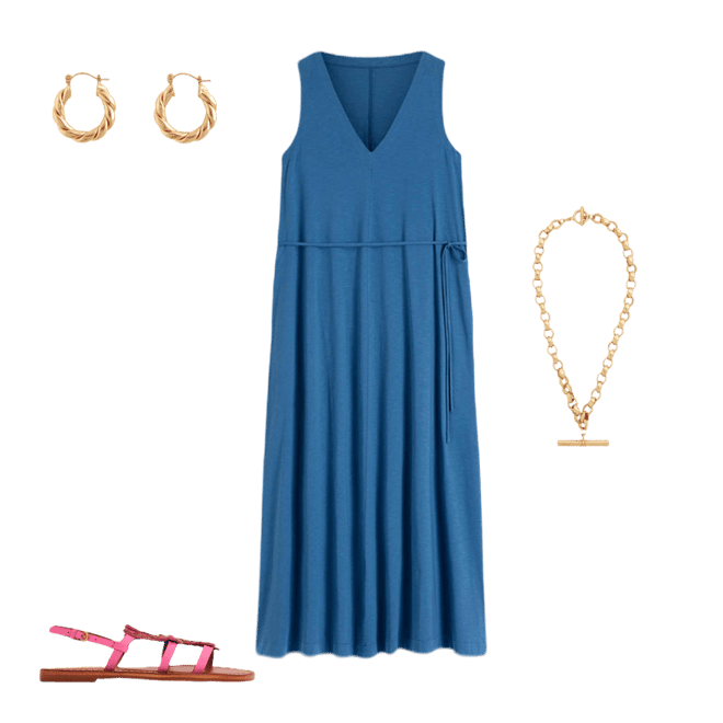 Mia V-neck Jersey Midi Dress-Tourmaline Blue | Boden USA