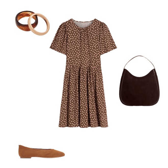 Louisa Short Jersey Dress-Raw Umber, Painted Dot | Boden USA