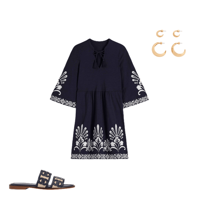 green emerald velvet dress Baltic Born Womens Odette Tiered Dress | Navy + White main image 0