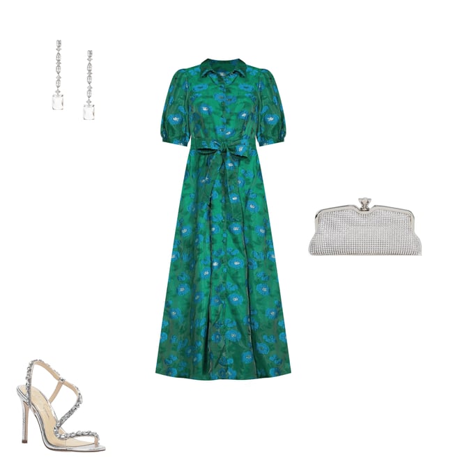 green emerald velvet dress ABBEY GLASS Maya Dress Vivid Bloom Organza main image 0