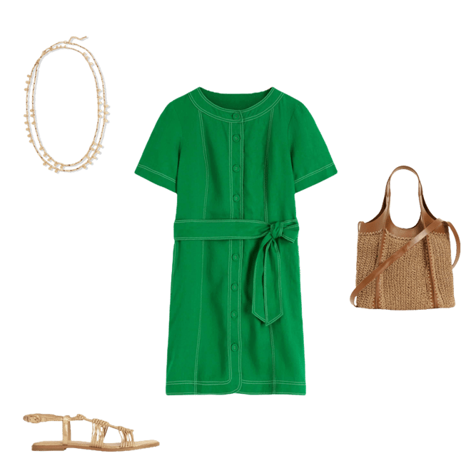 rihoas green dress Green Schiffli Fit & Flare Dress main image 0