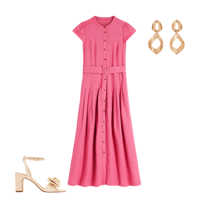 Arabella Linen Blend Dress-Pink Heather | Boden USA
