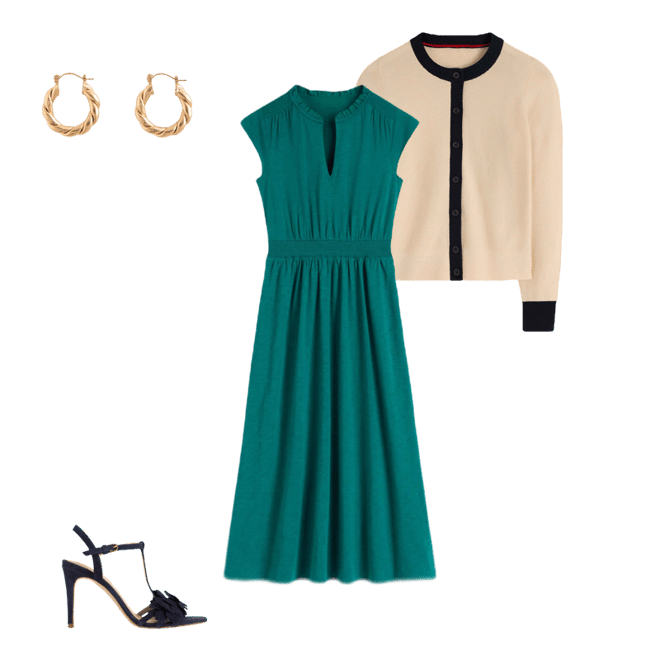Alba Smocked Jersey Midi Dress-Drake Green | Boden USA