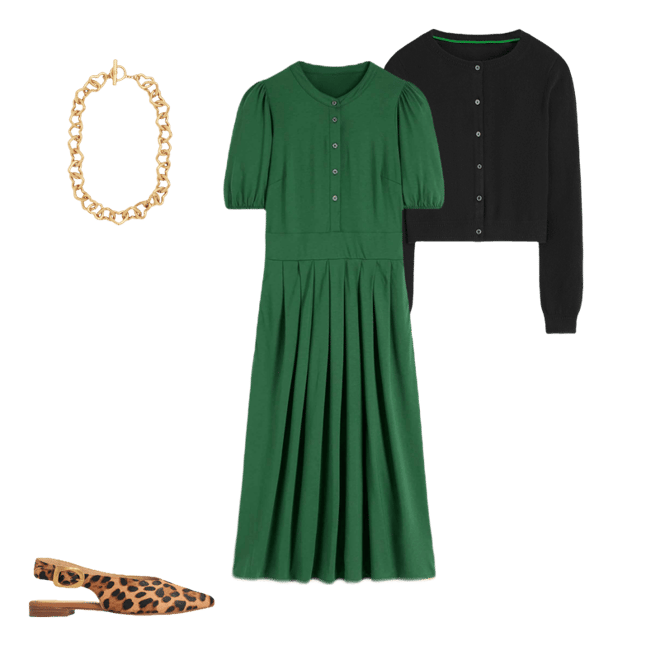 Amber Pleat Jersey Midi Dress-Hunter Green | Boden USA