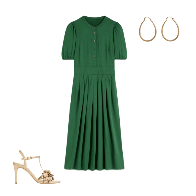 Amber Pleat Jersey Midi Dress-Hunter Green | Boden USA
