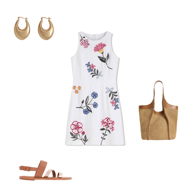 Occasion Short Linen Dress-White Embroidery | Boden USA