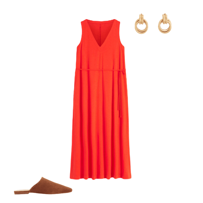 Mia V-neck Jersey Midi Dress-Firecracker Red | Boden USA