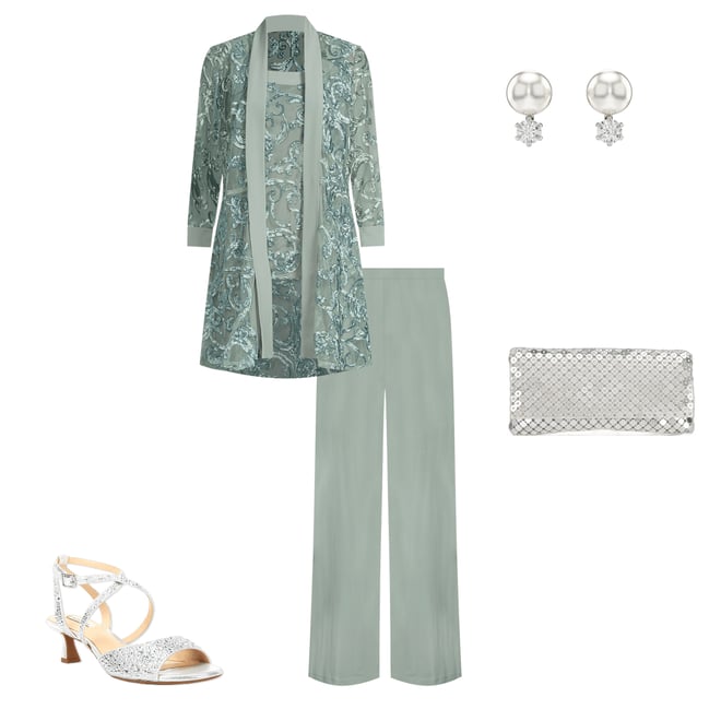 R & M Richards Embroidered Soutache Mesh Lace 3/4 Sleeve Scoop