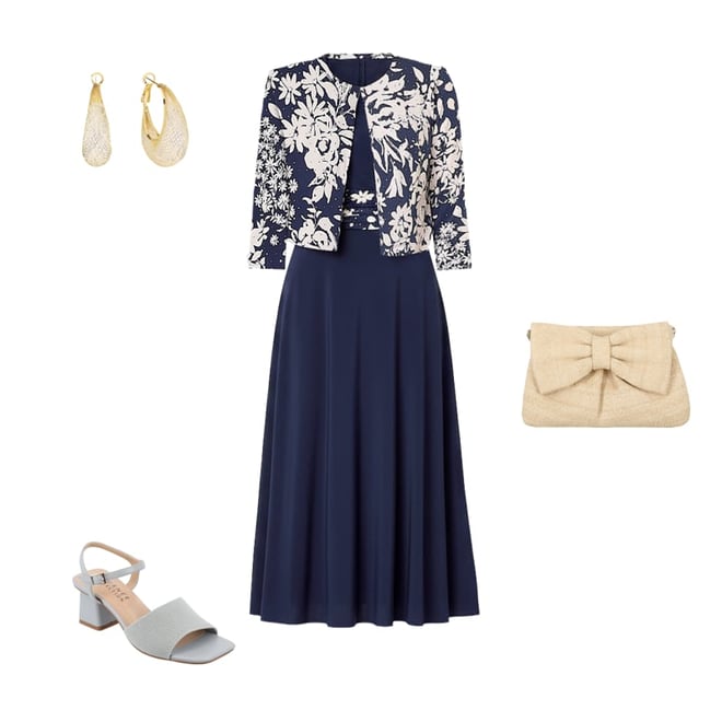 Jessica Howard Womens Midi Floral Jacket Dress, Color: Navy Multi - JCPenney
