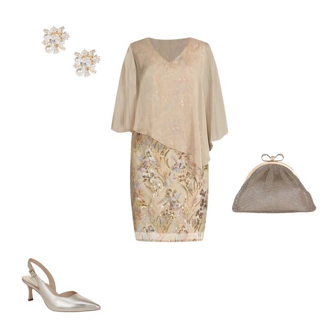 V Neck Ignite Evenings New York Dresses Ignite Evenings V-Neck Embroidered  Sequin Chiffon Overlay Sheath