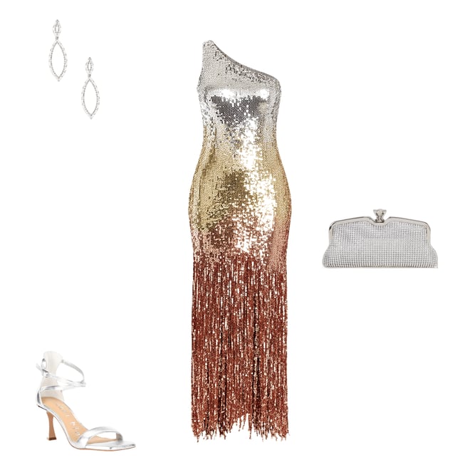 Mac Duggal Ombre Sequin Fringe Mesh One Shoulder Gown | Dillard's