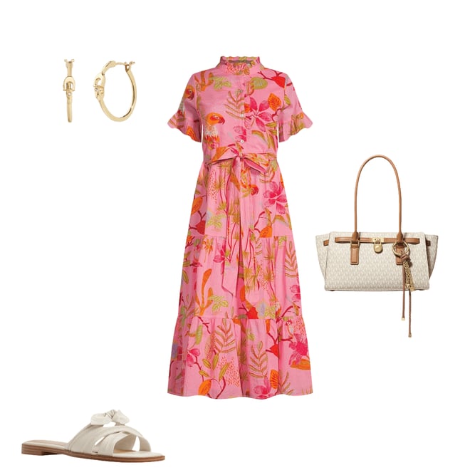 J.Marie Playa Button Up Ruffle Sleeve Belted Tiered Midi A-Line Dress |  Dillard's