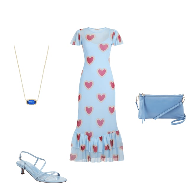 Never Fully Dressed Katie Heart Print Crew Neckline Short Sleeve Mesh  Ruffle Tier Maxi Dress | Dillard's