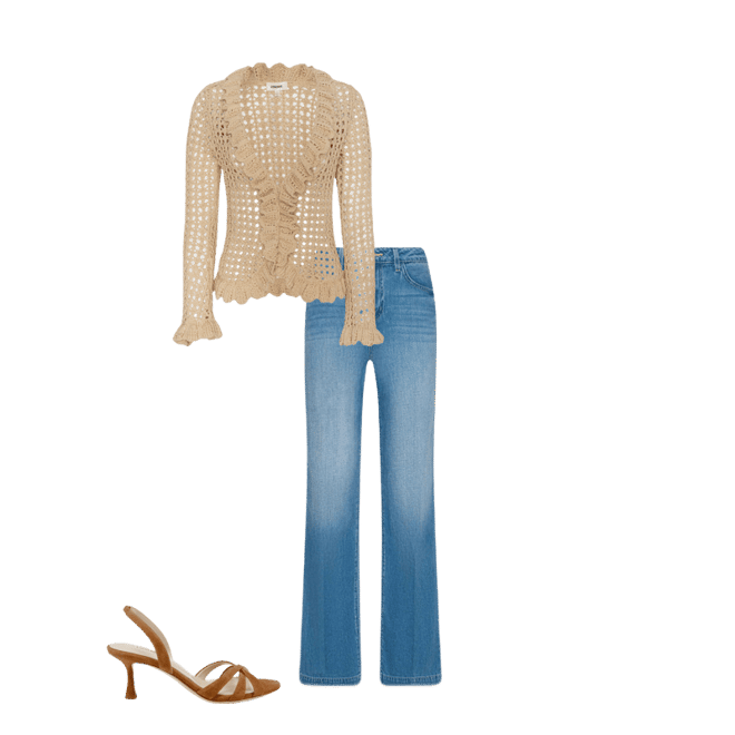 Solaris Crocheted Cardigan in Sand Dune | L'AGENCE