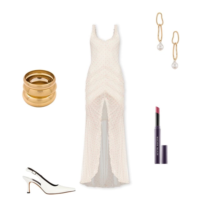AFRM Landa Dress in Coral Micro Dot | REVOLVE