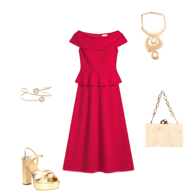 calvin klein red and black dress CODO Cotton Polka Dot A-Line Dress Black White main image 0