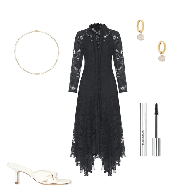 knee length dresses for ladies Alexis Black Semi-Sheer Floral Lace Mini Dress