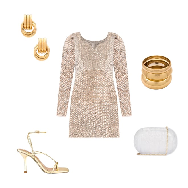 Camila Coelho Thalia Mini Dress in Silver | REVOLVE