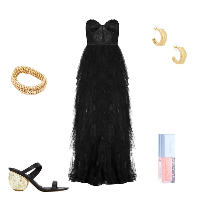 ROSE BUSTIER SET DRESS ブラック Sサイズ For Love & Lemons X REVOLVE Bustier Gown in Black | REVOLVE