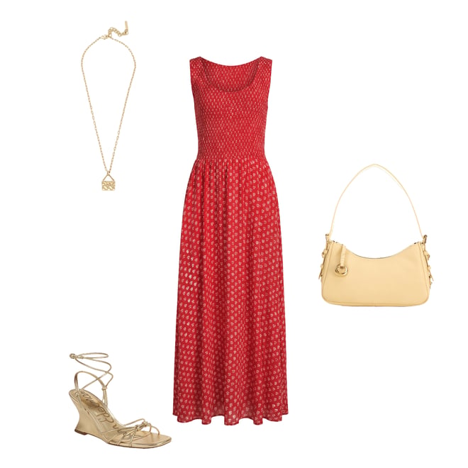 strapless open back dress Sophia Smocked Dress - Red Lotus Floral main image 0