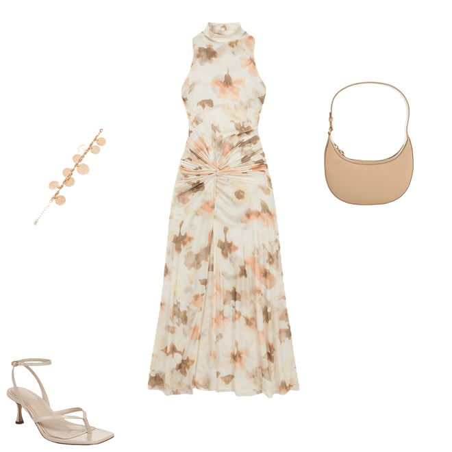 Bardot Leanna Floral Mesh Mock Neck Sleeveless Midi Dress | Dillard's