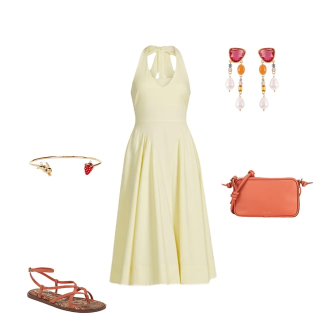 knee length dresses for ladies High Square Neck Midi Dress main image 1