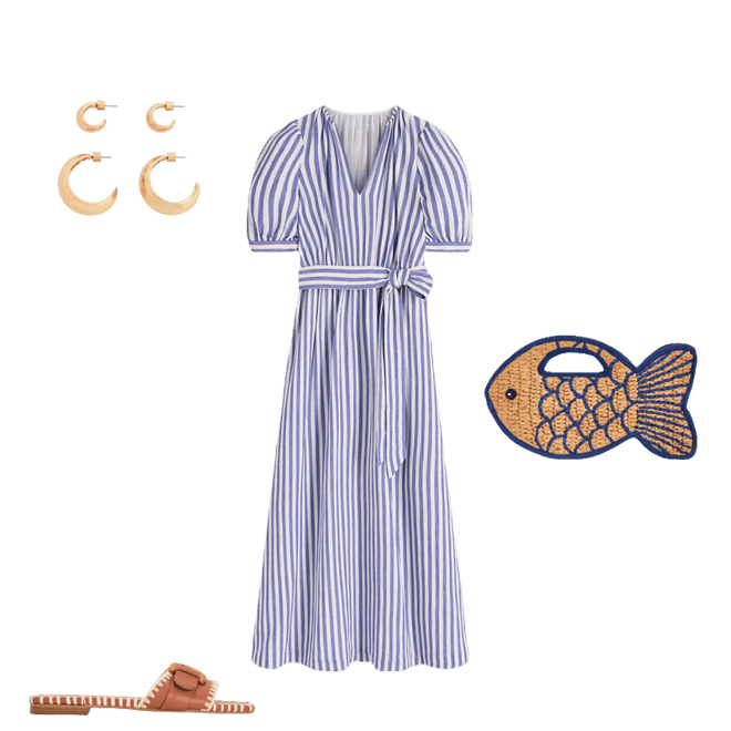 boden blue stripe dress Boden Girls Harlow Logo Dress in Blue main image 0