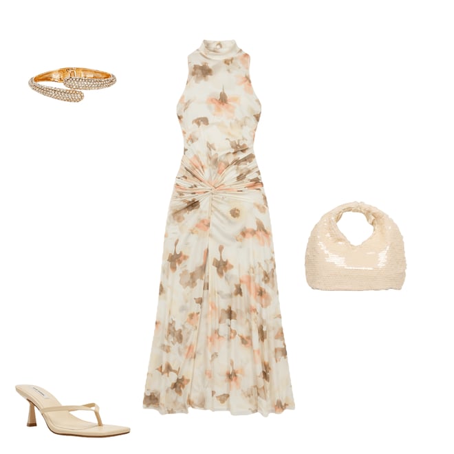 Bardot Leanna Floral Mesh Mock Neck Sleeveless Midi Dress | Dillard's
