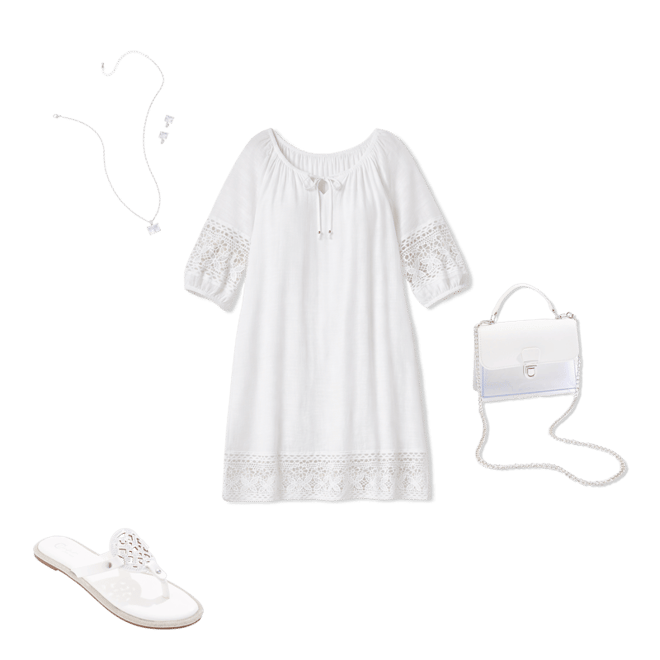 Cato Fashions | Cato Plus Size White Lace Trim Dress