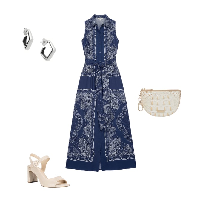 Reba Orion Bandana Print Point Collar Sleeveless A-Line Maxi Dress |  Dillard's