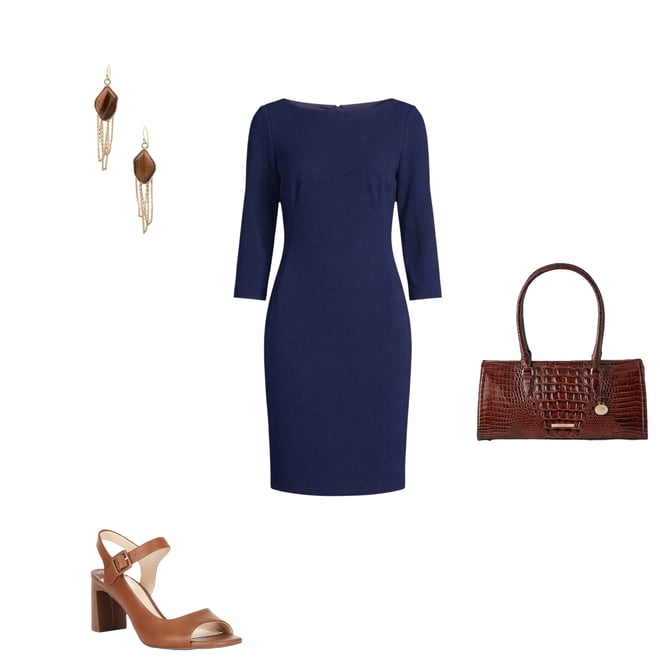 Investments Scuba Crepe 3/4 Sleeve Ballet Neck Sheath Dress | Dillard's