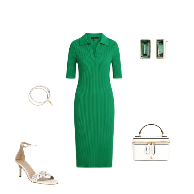 Lauren Ralph Lauren Rib Knit Johnny Collar Elbow Sleeve Polo Midi Dress |  Dillard's