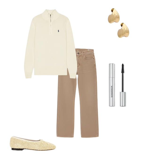 Polo Ralph Lauren Cotton Quarter-Zip Sweater in Andover Cream