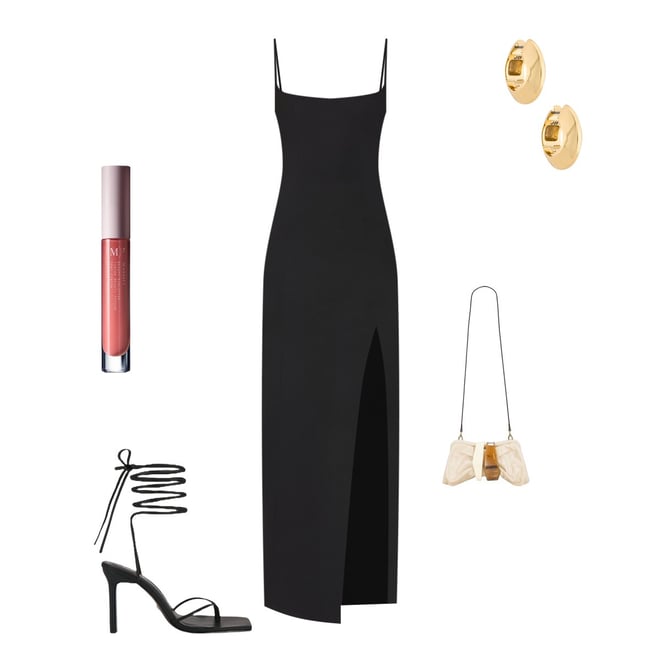 black maxi glitter dress In The Spotlight Black Glitter Mesh Maxi Dress | Thigh Split main image 0