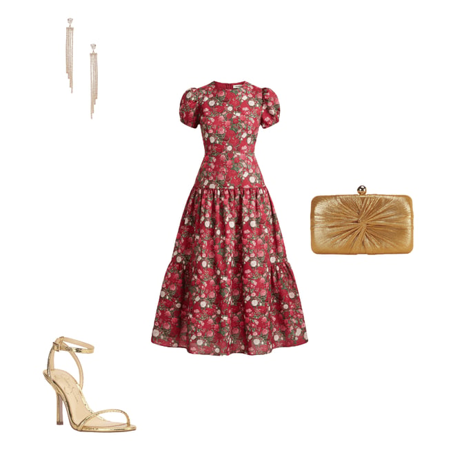 Damaris Bailey Gisella Floral Short Puff Sleeve Round Neck Drop Waist Maxi  Dress | Dillard's