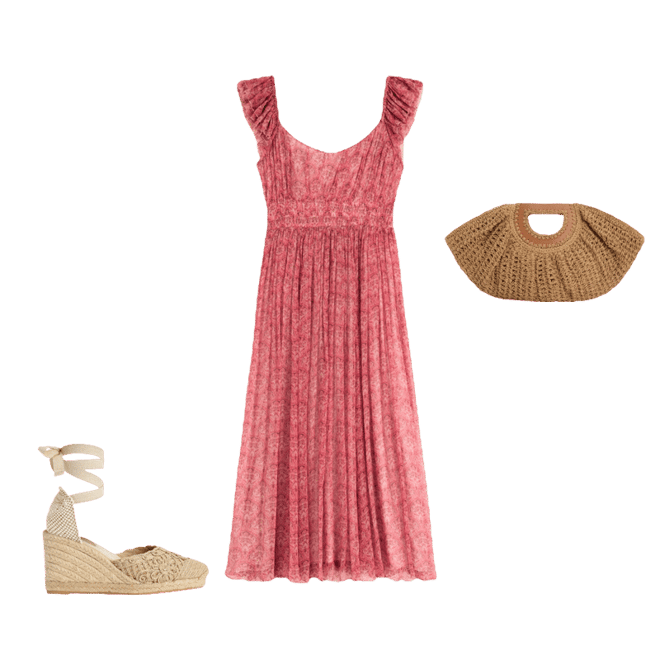 Crinkle Chiffon Maxi Dress-Pink Paradise Gardens | Boden UK
