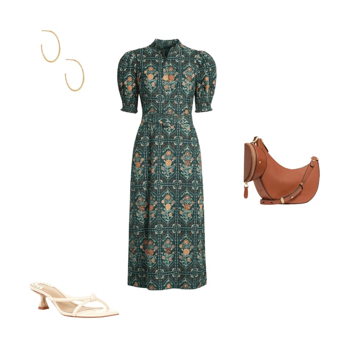 J.Marie Hazel Printed Short Sleeve Button Front Midi Ruffle Dress