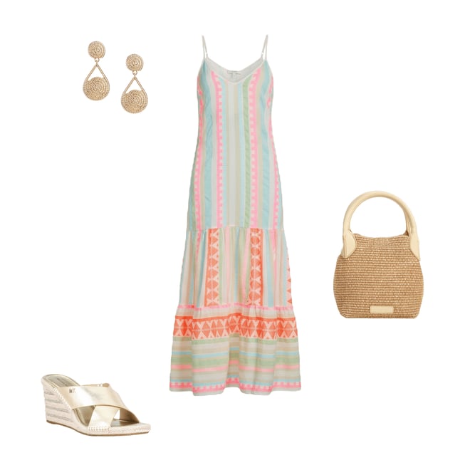 ELAN Woven V-Neck Spaghetti Strap A-Line Maxi Dress | Dillard's