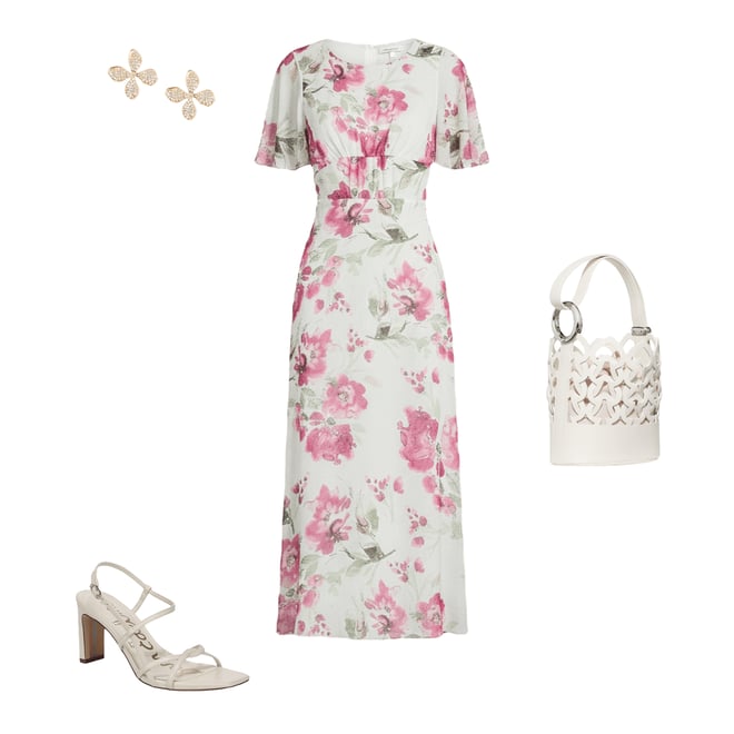 Calvin Klein Floral Print Crinkle Chiffon Round Neck Short Flutter Sleeve  Dress | Dillard's
